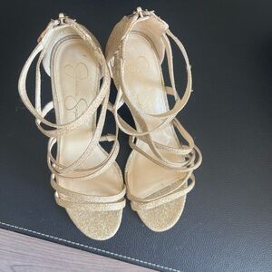 Jessica Simpson gold heels